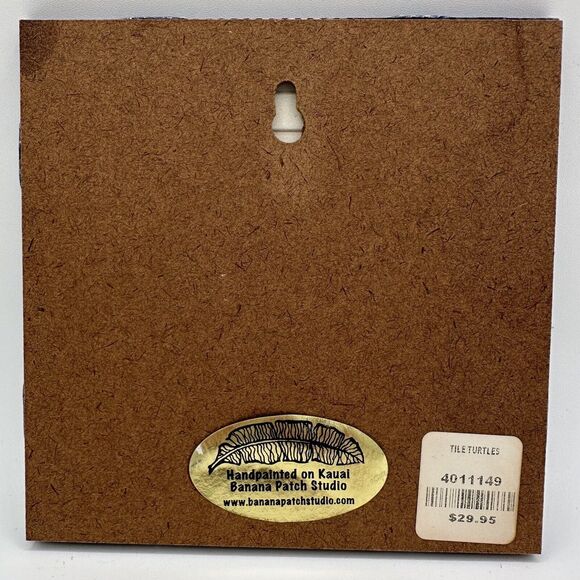 Pacific Blue Tile Trivet Colorful Sea Turtles Hand Painted Hanging Home Decor 6” - Picture 4 of 4